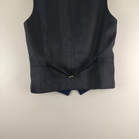 Dress Vest, Blue/Black Checkered Vest, Formal Shirt Vest 36R - Picture 8 of 14